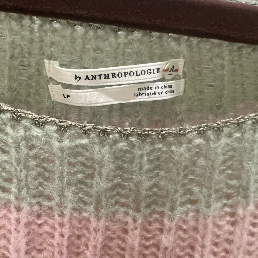 NWT new Anthropologie Colleen sweater large petite LP gray rainbow shimmer - Picture 8 of 17